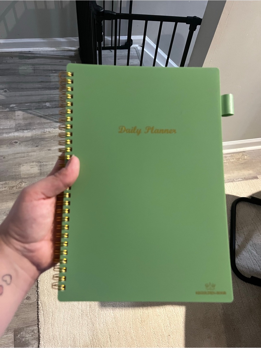 Amazon Green Daily Planner with Gold Spiral